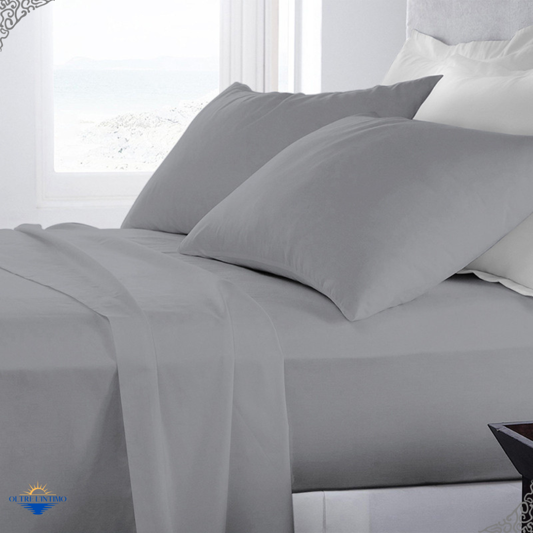 Oltre L'Intimo - Completo Lenzuola Tinta Unita Grigio Chiaro / Singole Lenzuola - Oltre L' intimo