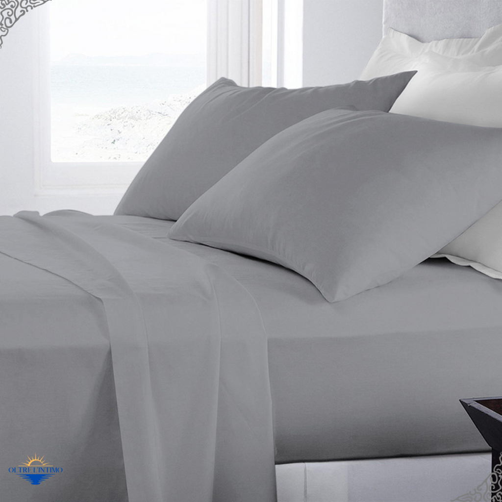 Oltre L'Intimo - Completo Lenzuola Tinta Unita Grigio Chiaro / Singole Lenzuola - Oltre L' intimo