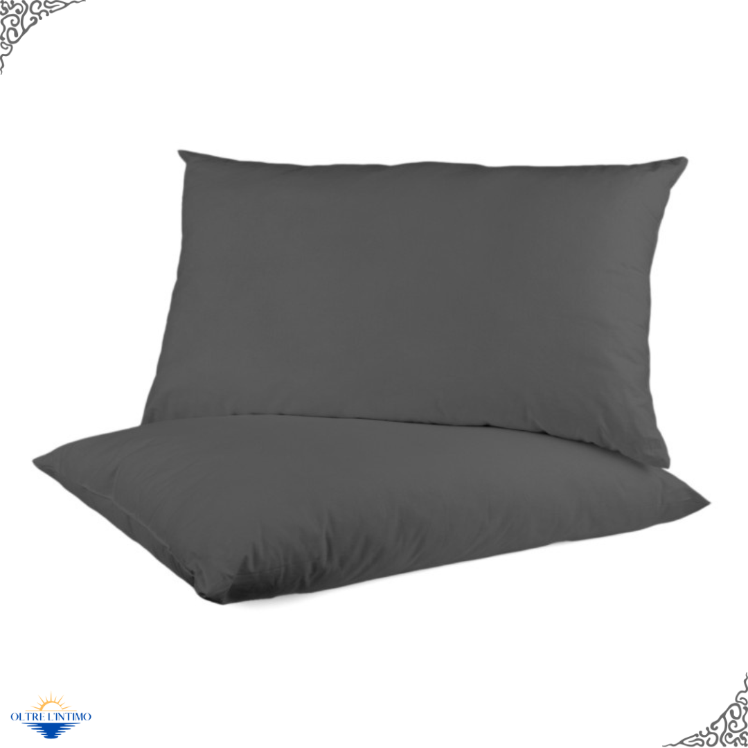 Oltre L'Intimo - Coppia Federe Tinta Unita Grigio Scuro Federe - Oltre L' intimo