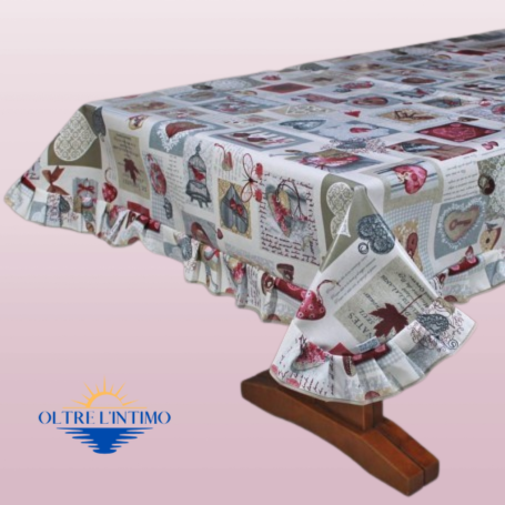 Maratex - Tovaglia con volant in cotone plastificato Chiave Bordeaux / X4 (mis. 150x150 cm) Tovaglia - Oltre L' intimo