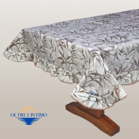 Maratex - Tovaglia con volant in cotone plastificato Bambù Marrone / X4 (mis. 150x150 cm) Tovaglia - Oltre L' intimo