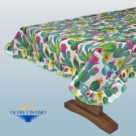 Maratex - Tovaglia con volant in cotone plastificato Cactus / X4 (mis. 150x150 cm) Tovaglia - Oltre L' intimo