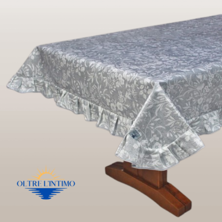 Maratex - Tovaglia con volant in cotone plastificato Edera Grigia / X4 (mis. 150x150 cm) Tovaglia - Oltre L' intimo