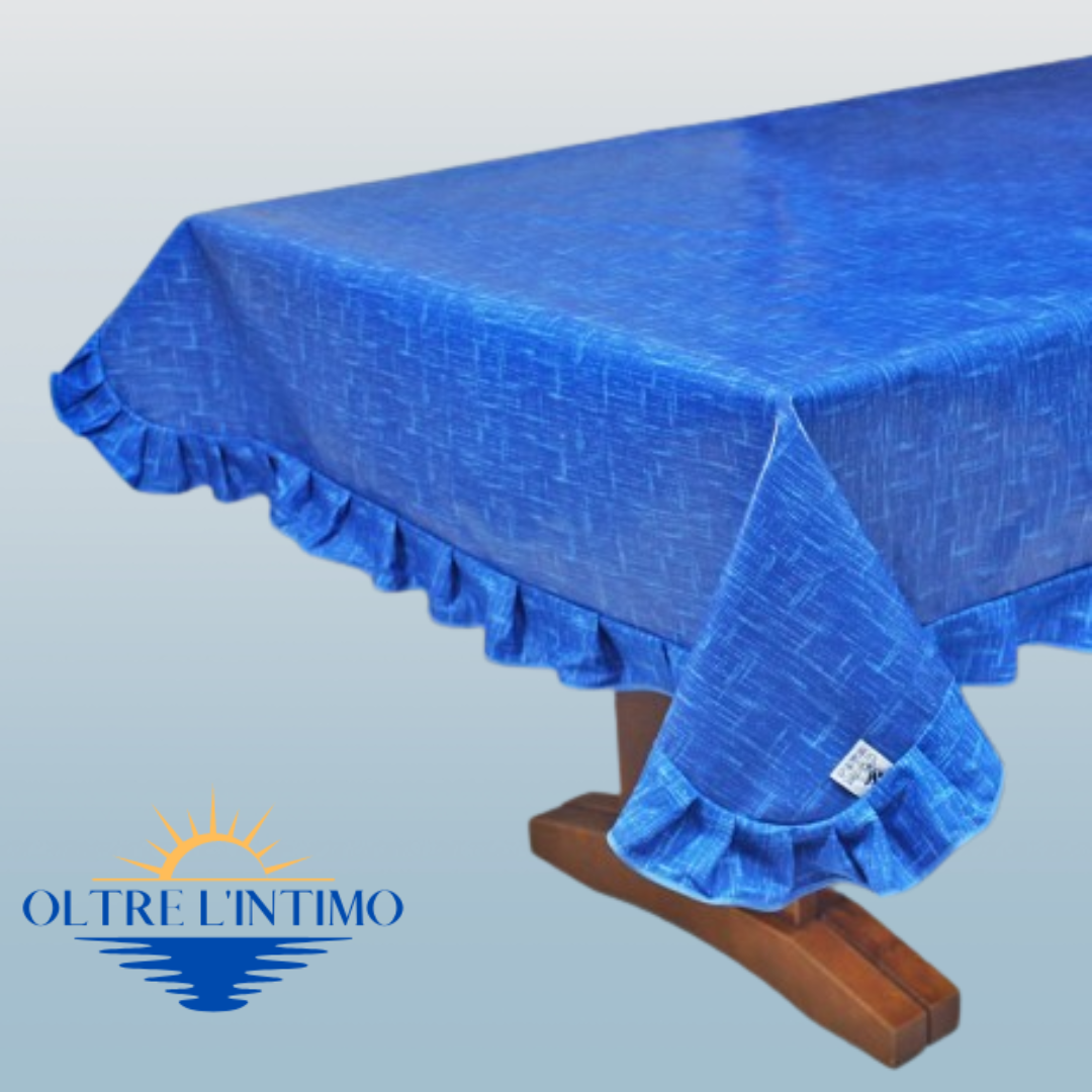 Maratex- Tovaglia con volant in cotone plastificato Art. primavera Blu elettrico / X4 (mis. 150x150 cm) Tovaglia - Oltre L' intimo
