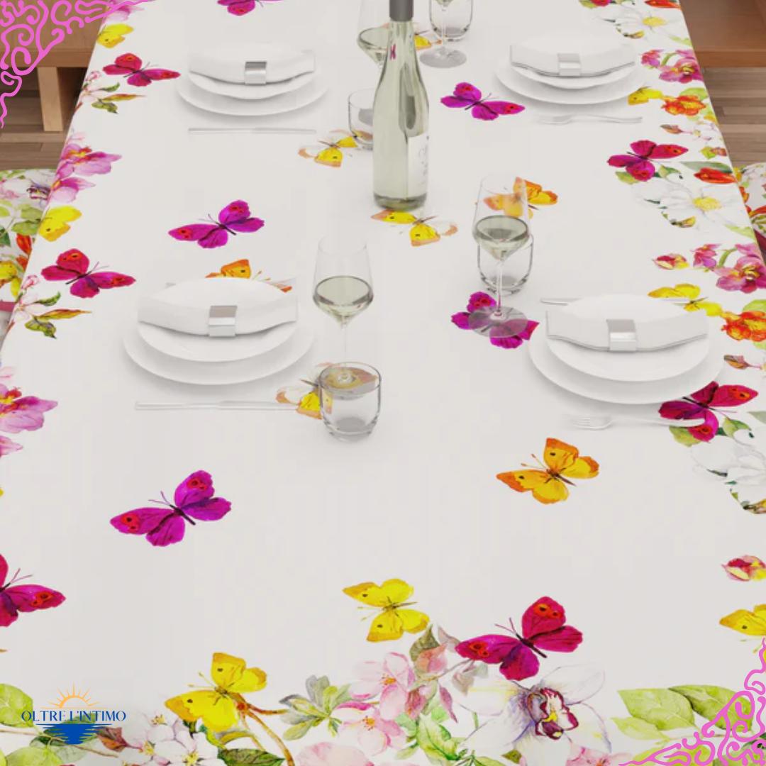 PETTI - Tovaglia da tavola antimacchia in stampa digitale, Farfalle X6 (mis. 140X180 cm) Tovaglia - Oltre L' intimo