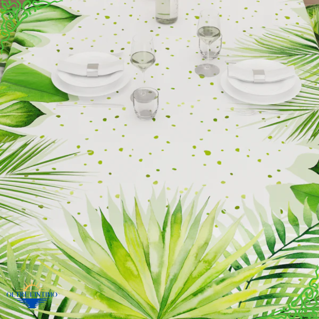 PETTI - Tovaglia da tavola antimacchia in stampa digitale, Foglia Tropicale X18 (mis. 140X360 cm) Tovaglia - Oltre L' intimo