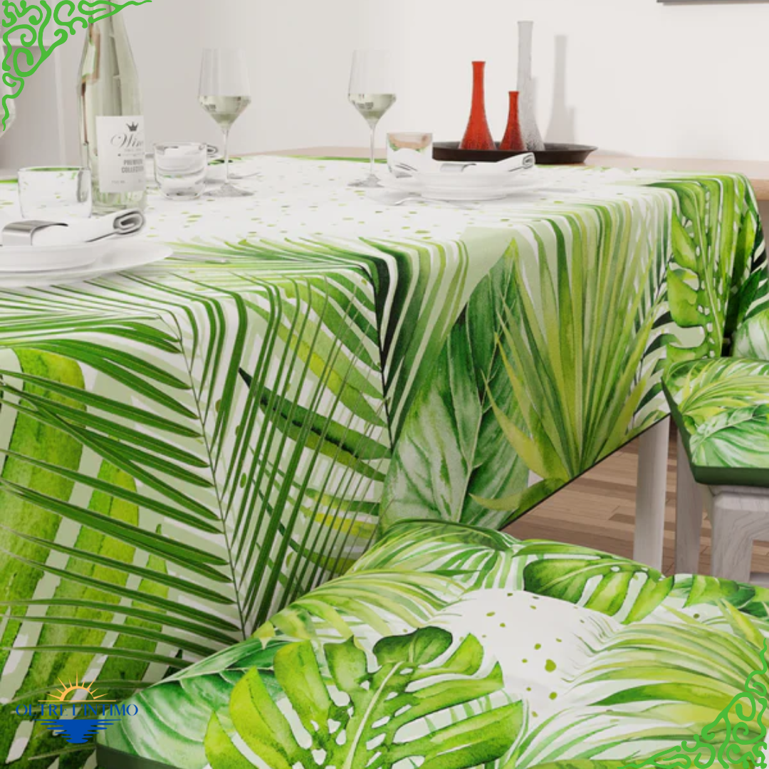 PETTI - Tovaglia da tavola antimacchia in stampa digitale, Foglia Tropicale X12 (mis. 140X240 cm) Tovaglia - Oltre L' intimo