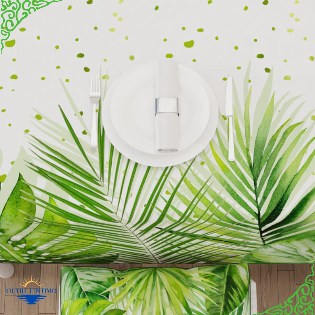 PETTI - Tovaglia da tavola antimacchia in stampa digitale, Foglia Tropicale X24 (mis. 140X450 cm) Tovaglia - Oltre L' intimo