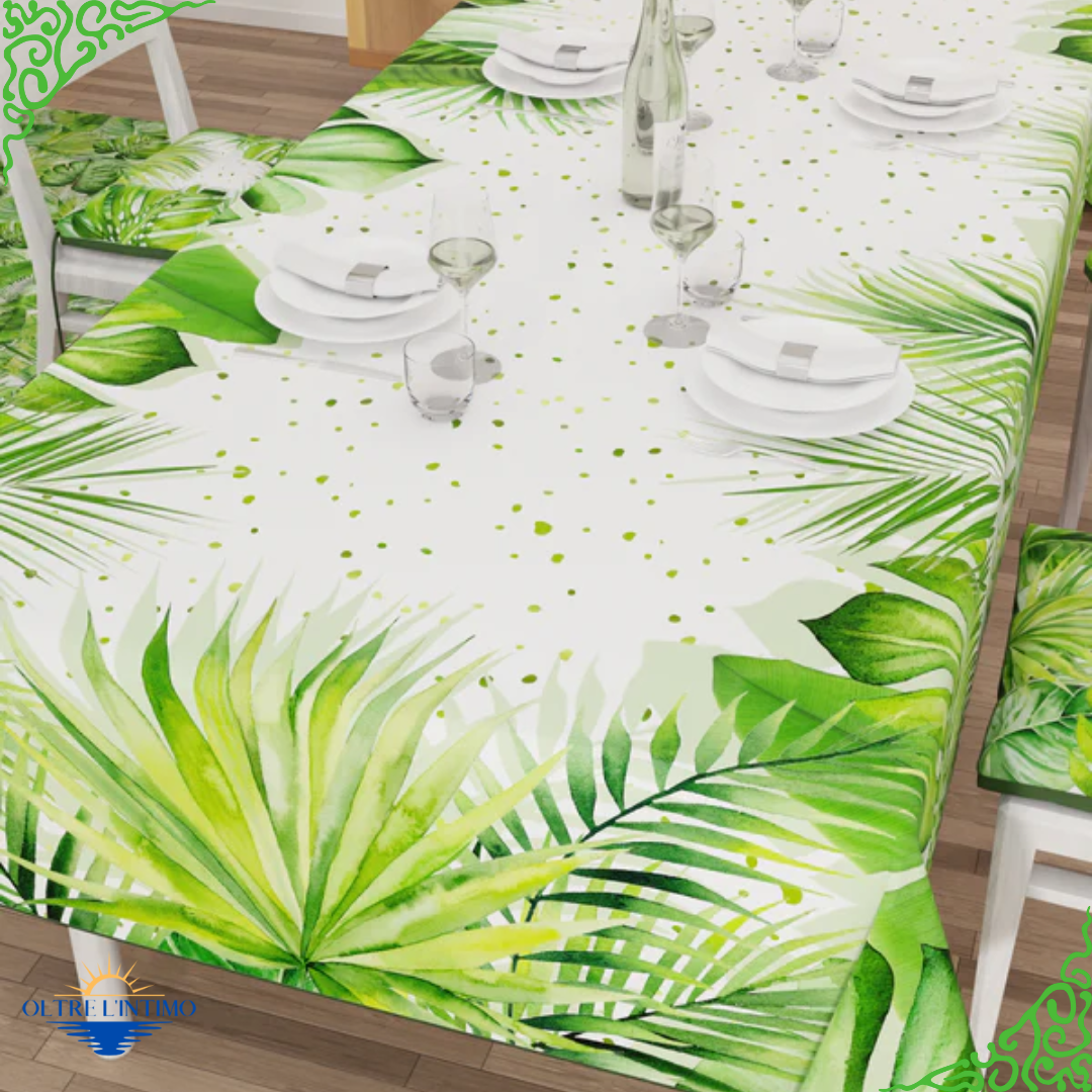 PETTI - Tovaglia da tavola antimacchia in stampa digitale, Foglia Tropicale X6 (mis. 140X180 cm) Tovaglia - Oltre L' intimo